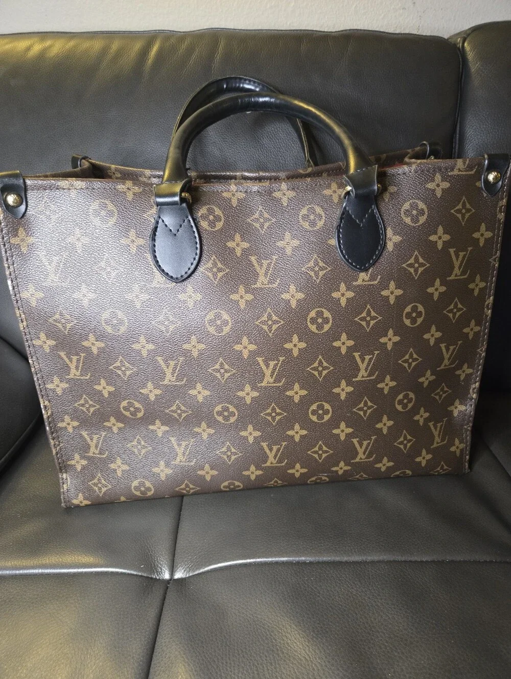**SALE** Inspired Brown Monogram Laptop Bag with Black Handles